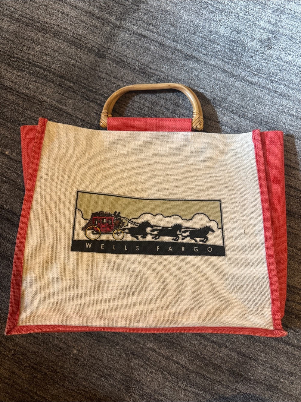 Wells Fargo beach tote Bamboo Handle